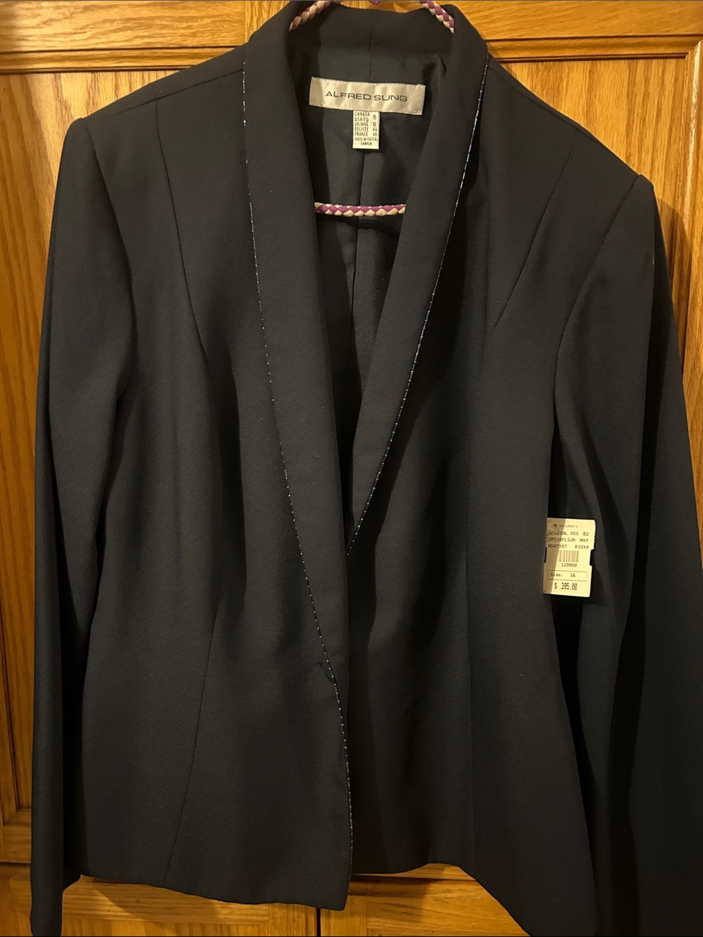 ALFRED SUNG Black Women's Shawl Collar Blazer